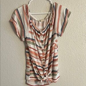 Striped Multicolor Button-Down Women's Top